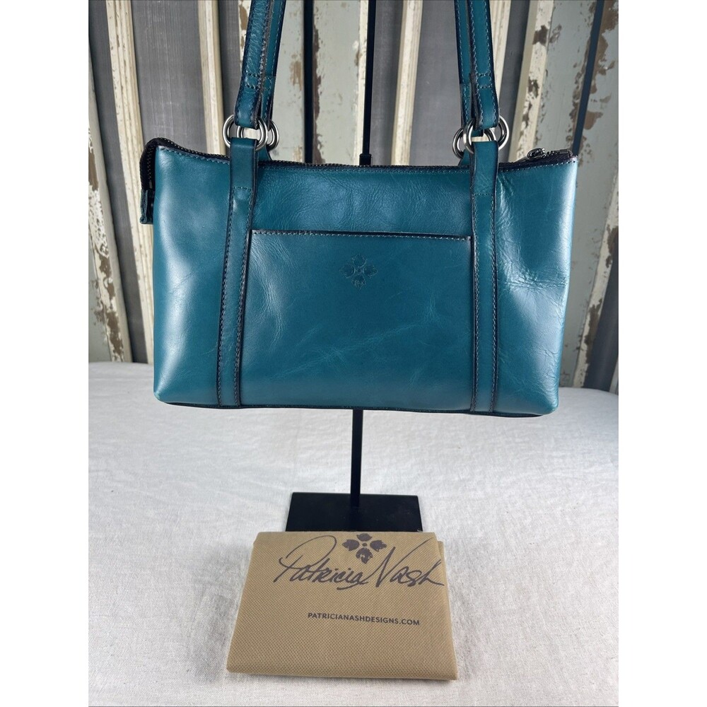 Patricia Nash Teal Blue Leather Double-Strap Crossbody